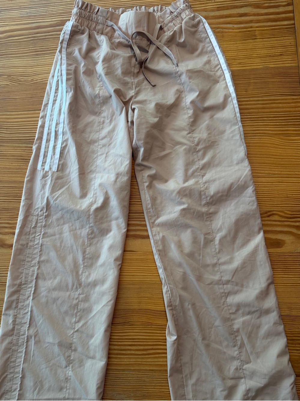 XS Adidas collab Beige Joggers with White Side Stripes